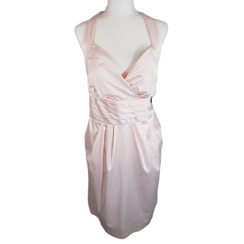 SNAP Satin Formal Halter Dress Light Pink Size 16W